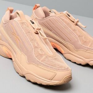Reebok x Gigi Hadid DMX 2K Panton Tan and Orange Collaboration Zip Sneakers
